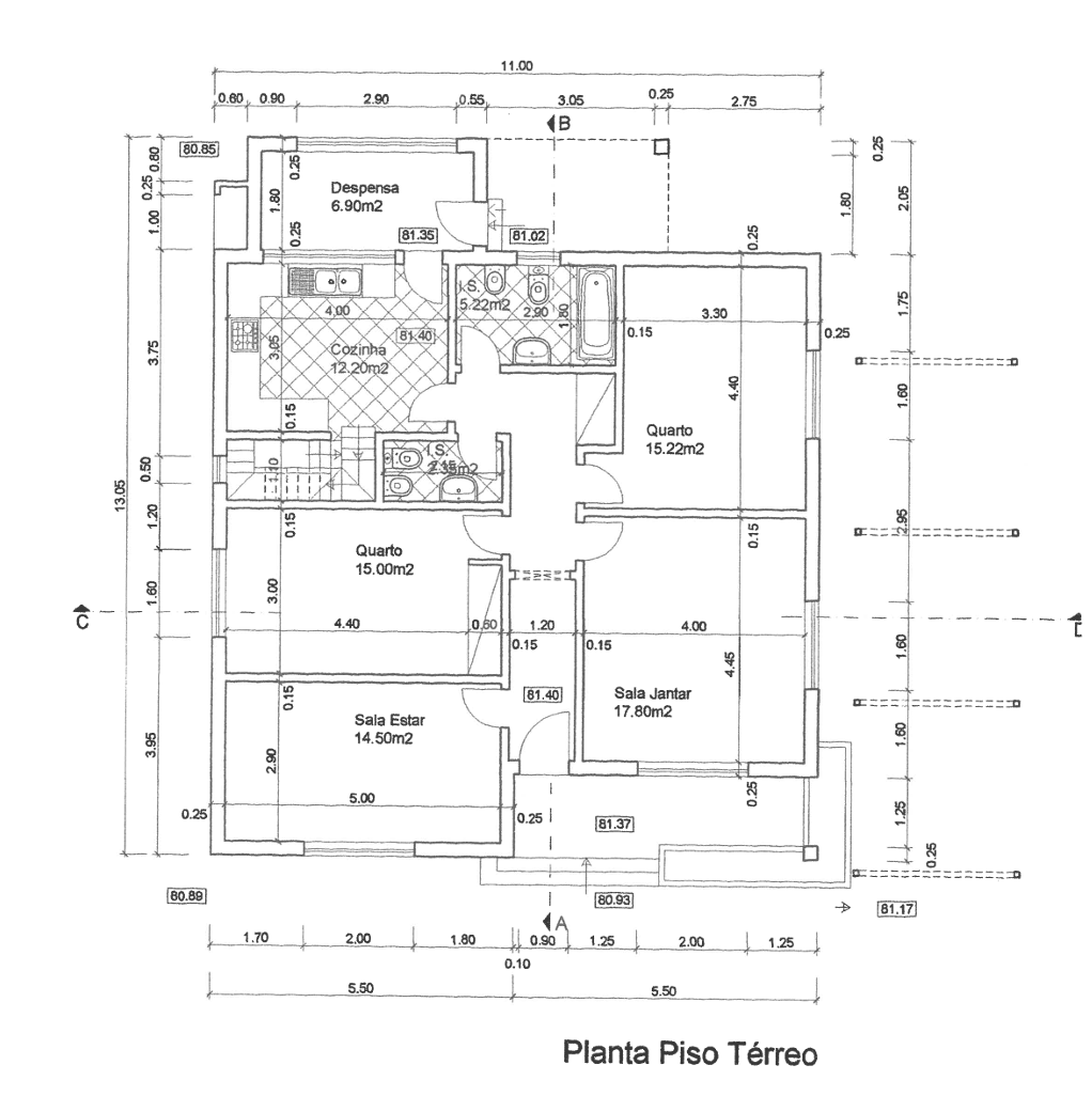 Scanned ground-floor plan used as a renovation starting point